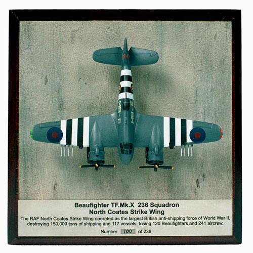 Bristol Beaufighter TF Mk X 1/144 scale pewter limited edition aircraft model. With full invasion stripes and rockets. Handmade by Staples and Vine Ltd.