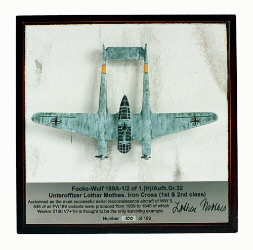 Focke Wulf Fw 189A-1 1/144 scale pewter limited edition aircraft model as flown by Lothar Mothes. Handmade by Staples and Vine Ltd.