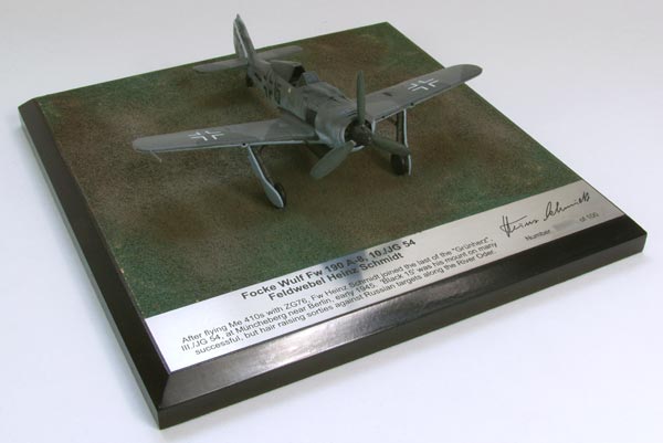 Focke Wulf Fw 190A-8 Heinz Schmidt 1/72 scale signed limited edition pewter aircraft model. Handmade by Staples and Vine Ltd. 