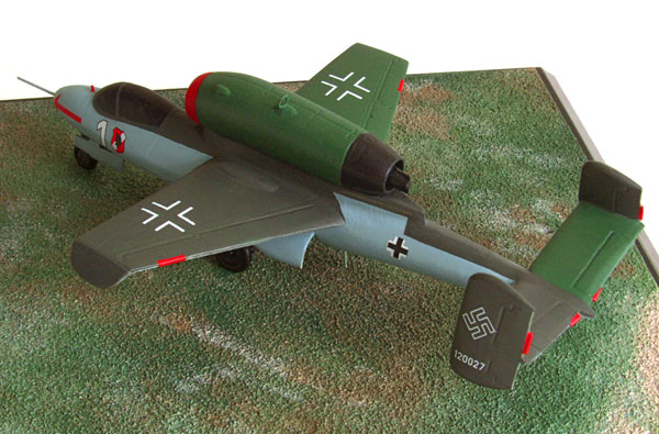 Heinkel He 162A-2 1/72 scale pewter limited edition aircraft model as flown in the final months of WW II. Handmade by Staples and Vine Ltd.