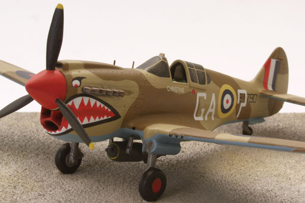 Curtiss Kittyhawk Mk IA 1/72 scale pewter limited edition aircraft model. Signed by the pilot Billy Drake. Handmade by Staples and Vine Ltd.