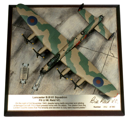 Avro Lancaster B Mk III 1/144 scale pewter limited edition aircraft model as flown by Bill Reid VC. Handmade by Staples and Vine Ltd.