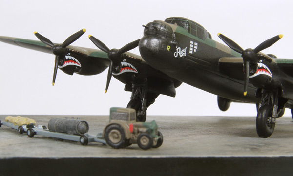 Avro Lancaster B MK X 'Ropey' 1/144 scale pewter limited edition aircraft model featuring sharks mouths on the nacelles. Handmade by Staples and Vine Ltd.
