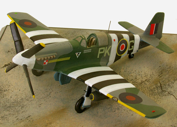 North American Mustang Mk III 1/72 scale pewter limited edition aircraft model with full invasion stripes from D-Day. Handmade by Staples and Vine Ltd.