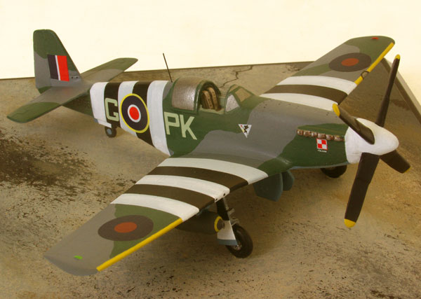 North American Mustang Mk III 1/72 scale pewter limited edition aircraft model with full invasion stripes from D-Day. Handmade by Staples and Vine Ltd.