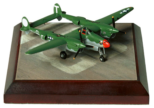 Lockheed P-38J Lightning 'Stinger' 1/144 scale pewter limited edition aircraft model in the early olive drab scheme. Handmade by Staples and Vine Ltd.
