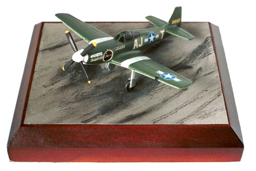 North American P-51B Mustang 1/144 scale pewter limited edition aircraft model. In the early olive drab scheme. Handmade by Staples and Vine Ltd.