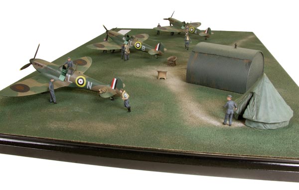 Sramble 1/72 scale limited edition diorama of Supermarine Spitfires from the Battle of Britain. Handmade by Staples and Vine Ltd.