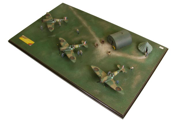 Sramble 1/72 scale limited edition diorama of Supermarine Spitfires from the Battle of Britain. Handmade by Staples and Vine Ltd.