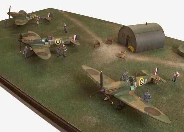 Sramble 1/72 scale limited edition diorama of Supermarine Spitfires from the Battle of Britain. Handmade by Staples and Vine Ltd.