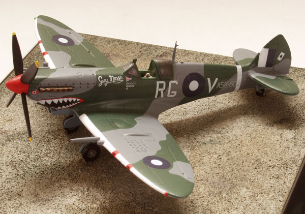 Supermarine Spitfire Mk VIII 1/72 scale pewter limited edition aircraft model. As flown by the RAAF with the distinctive sharkmouth. Handmade by Staples and Vine Ltd.
