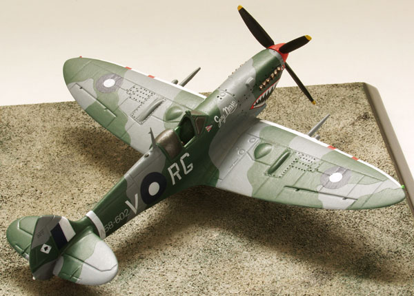 Supermarine Spitfire Mk VIII 1/72 scale pewter limited edition aircraft model. As flown by the RAAF with the distinctive sharkmouth. Handmade by Staples and Vine Ltd.