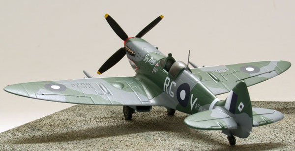 Supermarine Spitfire Mk VIII 1/72 scale pewter limited edition aircraft model. As flown by the RAAF with the distinctive sharkmouth. Handmade by Staples and Vine Ltd.