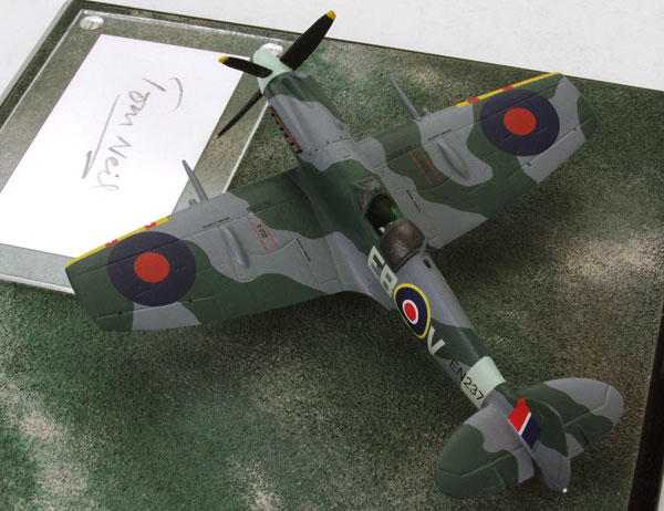 Supermarine Spitfire Mk XII 1/72 pewter limited edition aircraft model signed by the pilot Tom Neil. Handmade by Staples and Vine Ltd.