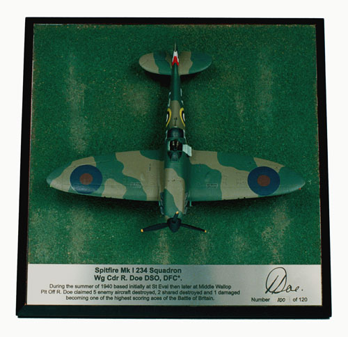 Supermarine Spitfire Mk I Bob Doe 1/72 pewter limited edition aircraft model as flown in the Battle of Britain. Handmade by Staples and Vine Ltd.