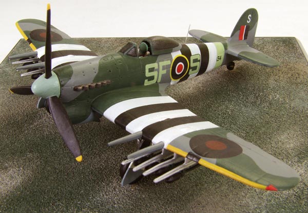 Hawker Typhoon Mk IB 1/72 scale pewter limited edition aircraft model. As flown on D-Day with full invasion stripes and rockets. Handmade by Staples and Vine Ltd.