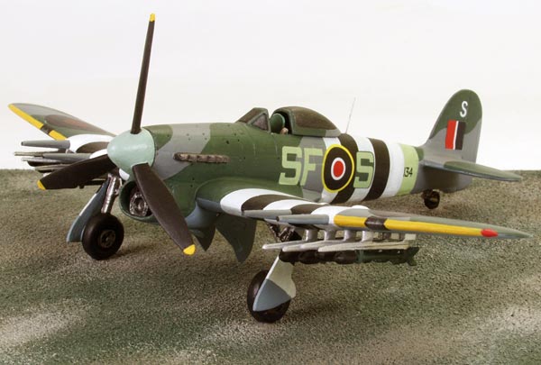 Hawker Typhoon Mk IB 1/72 scale pewter limited edition aircraft model. As flown on D-Day with full invasion stripes and rockets. Handmade by Staples and Vine Ltd.