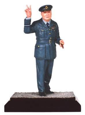 Winston Churchill limited edition pewter 120mm figure of Britain's great wartime leader. Handmade by Staples and Vine Ltd.