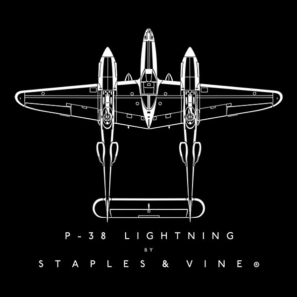 P 38 Lightning Aircraft T Shirt Staples And Vine Ltd